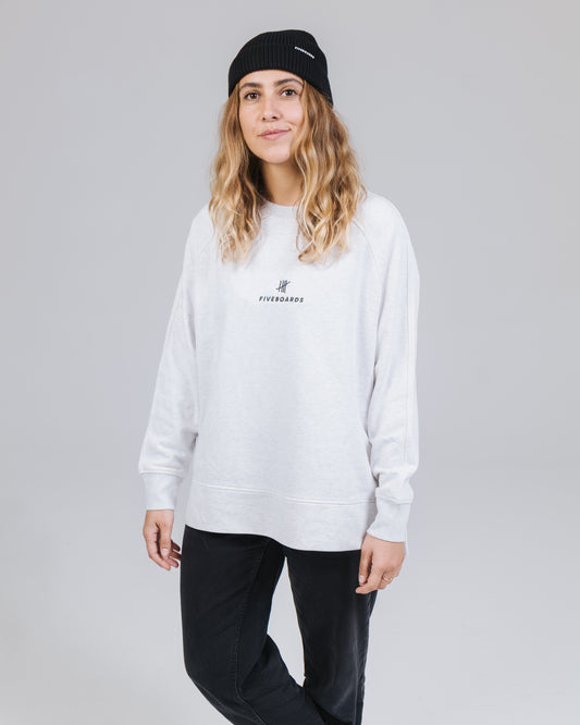 Fiveboards Women Crewneck Basic Embroidery - light heather