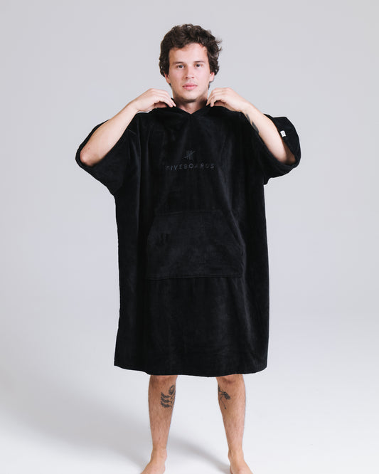Fiveboards Towel Poncho - black